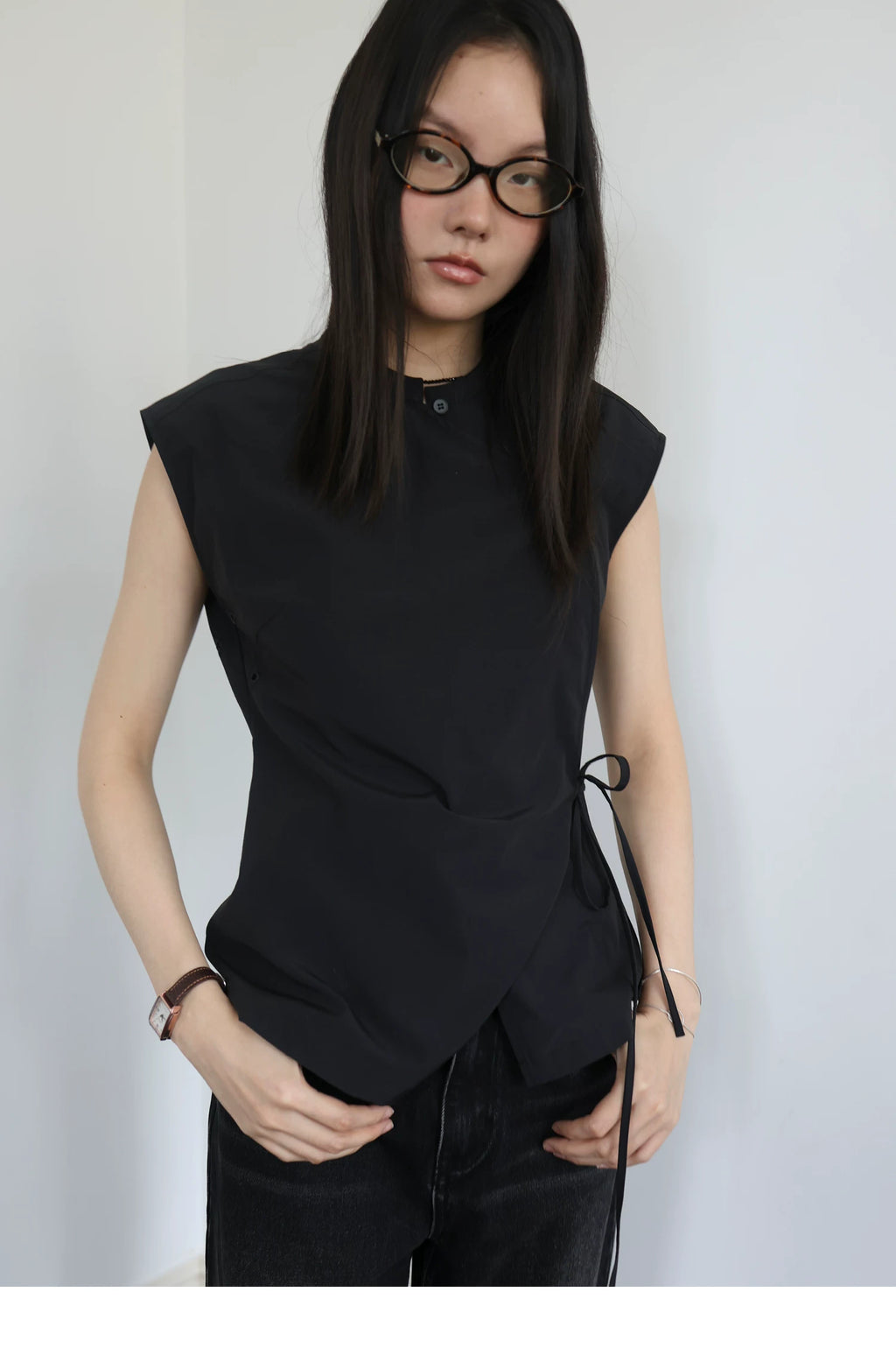 Asymmetric Wrap Sleeveless Top