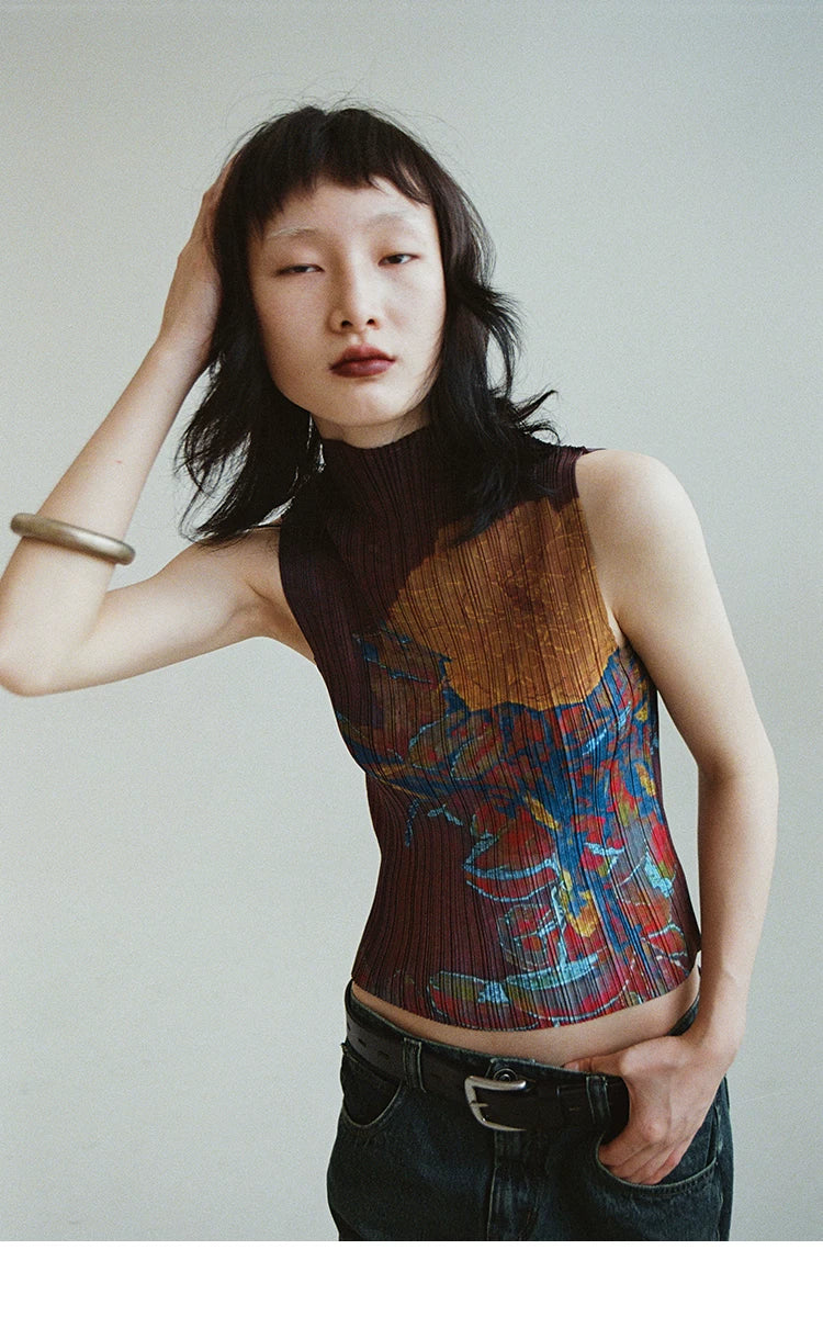 Chromatic Verdant Pleat Tank