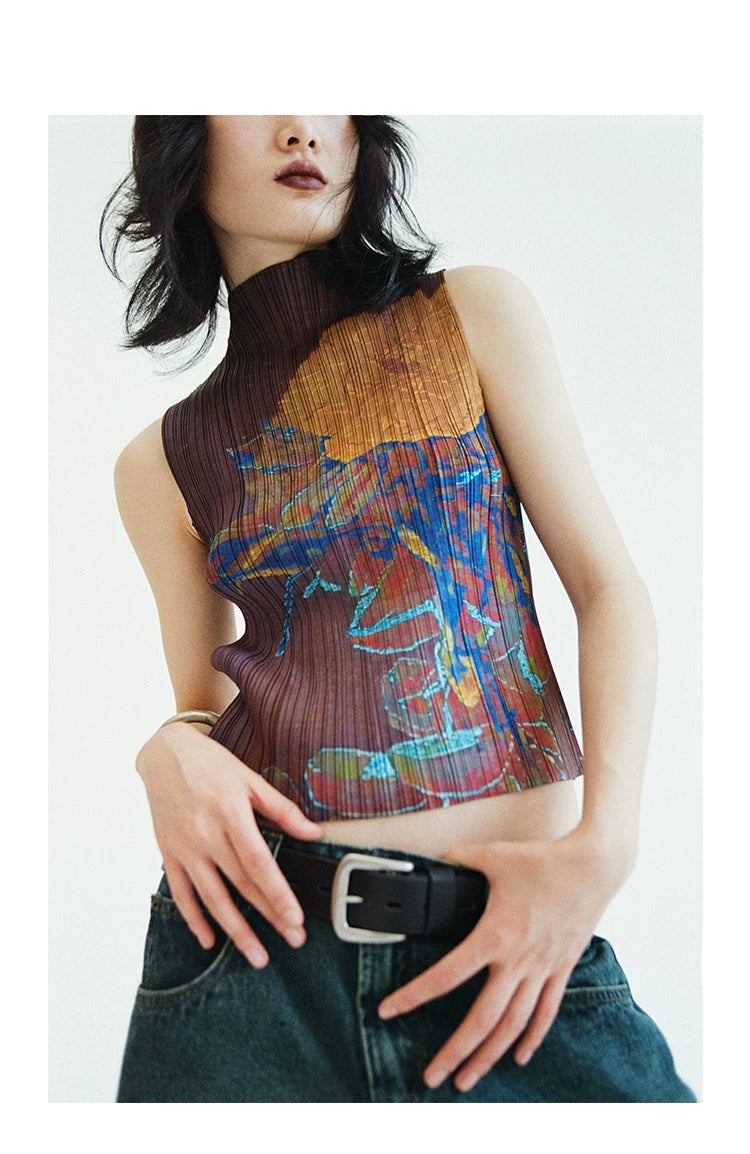 Chromatic Verdant Pleat Tank