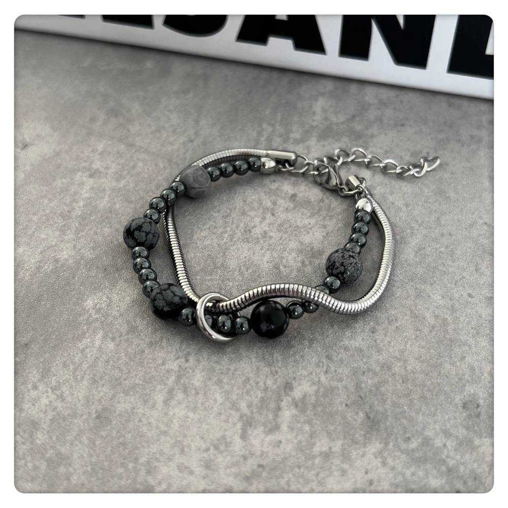 Obsidian Coil Double Wrap Bracelet
