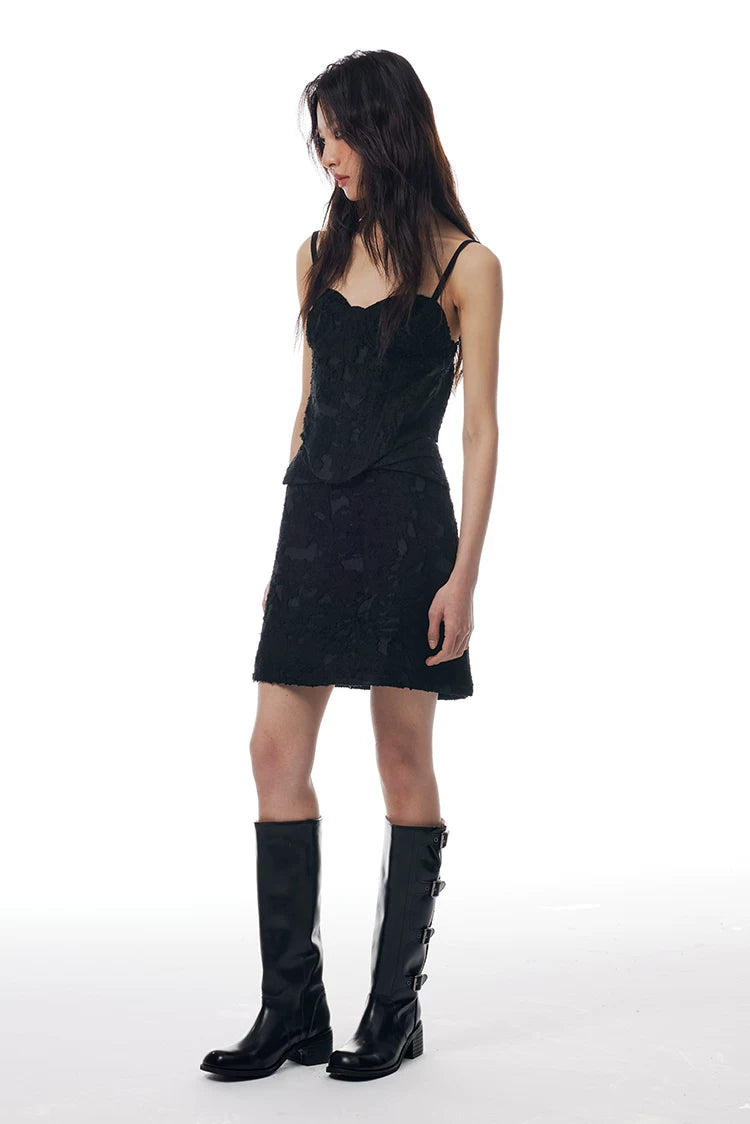 Lace Jacquard Corset & Mini Skirt Set