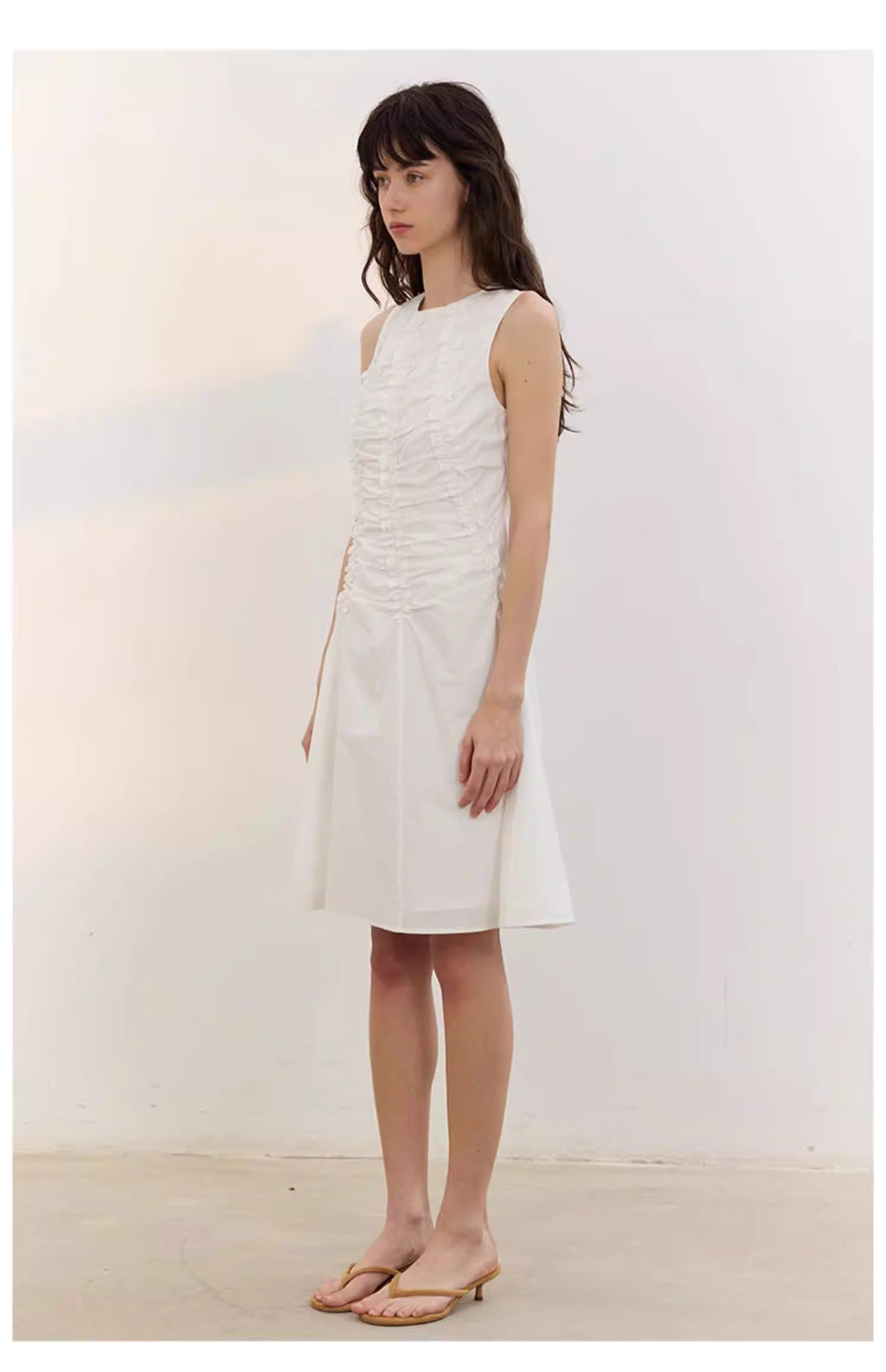 Arbour Ruched Column Dress in White or Black Ink