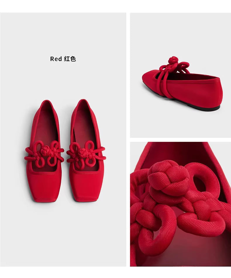 The JIE 结 Knot Chinese Slipper in Crimson or Obsidian