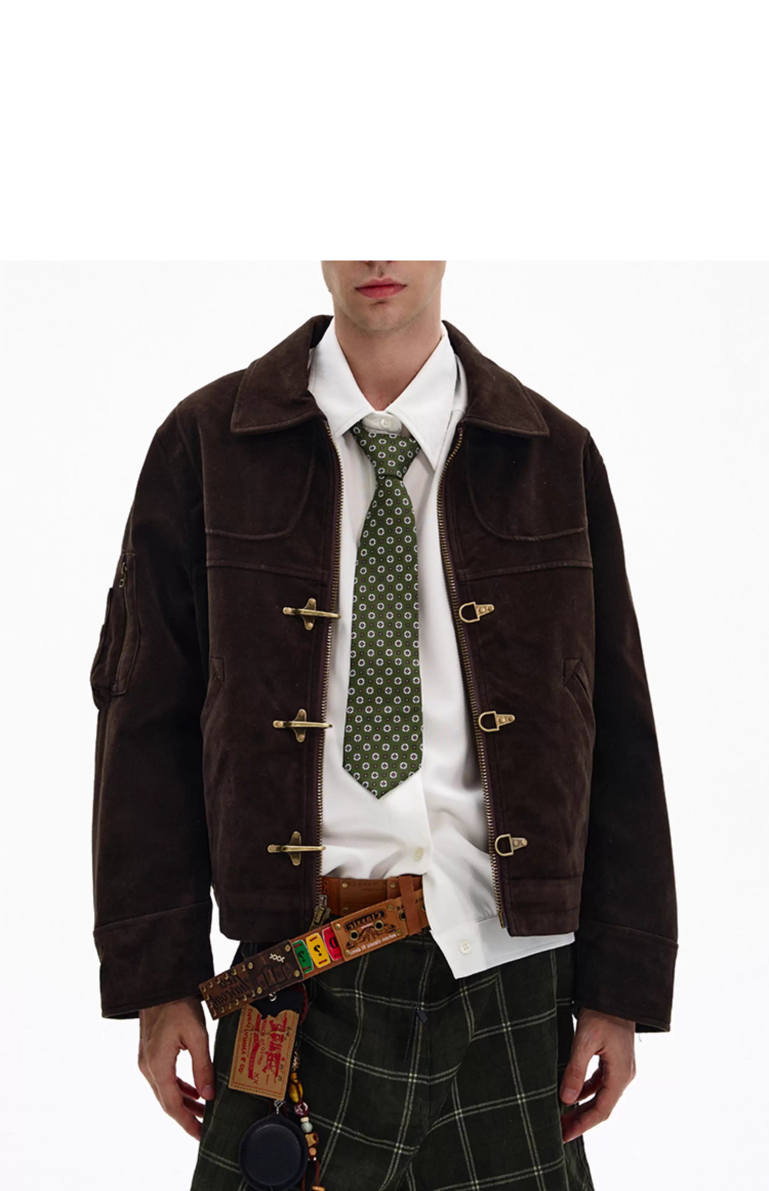 Croc-Clasp Suede Bomber