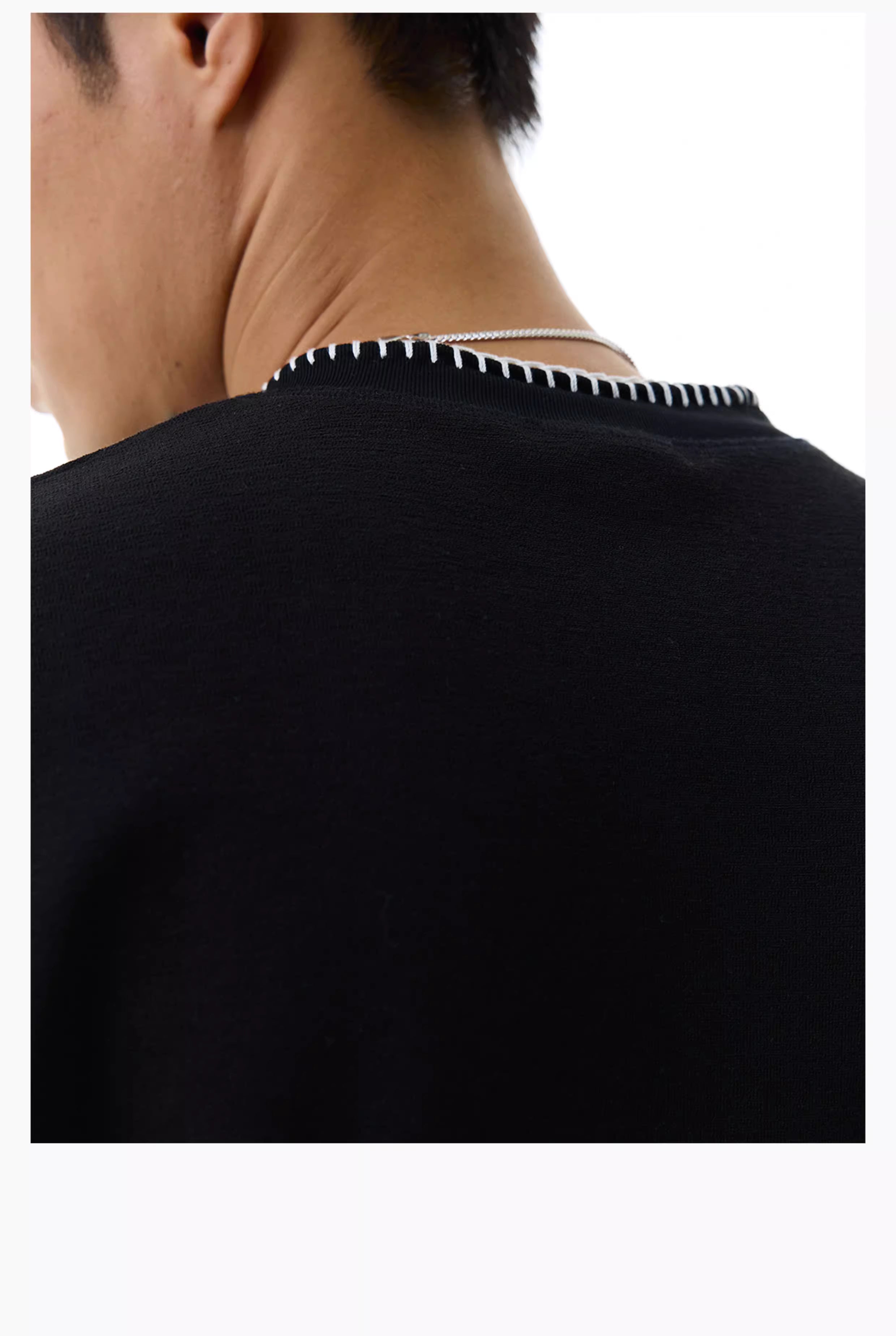 Embroidered Henley T-Shirt in Black Ink or White