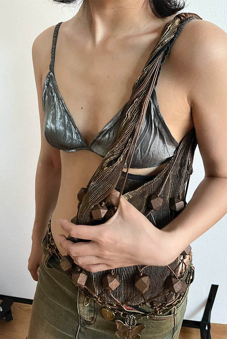 Cord Lattice Bead Bag