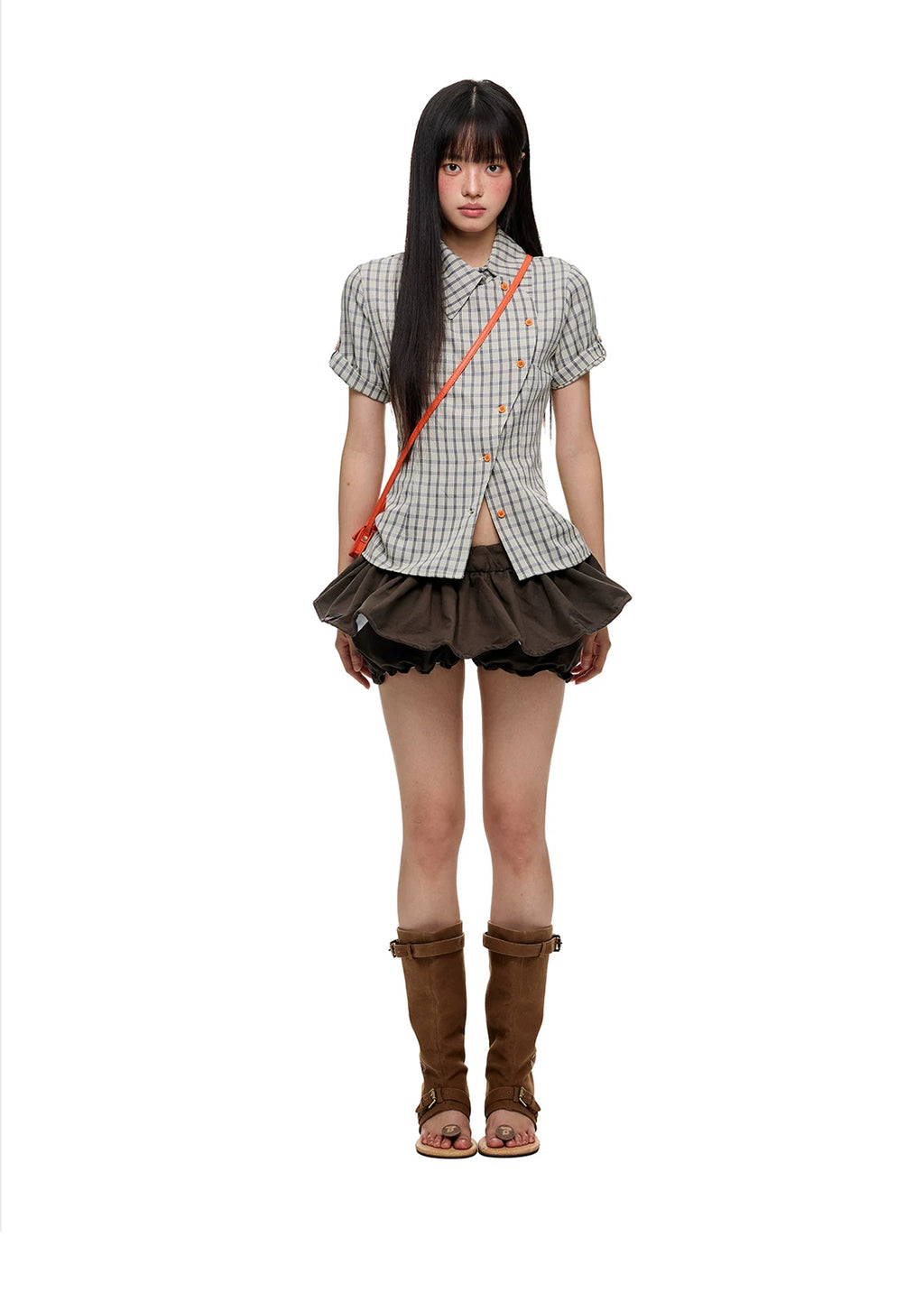 Asymmetric Check Tailored Shirt