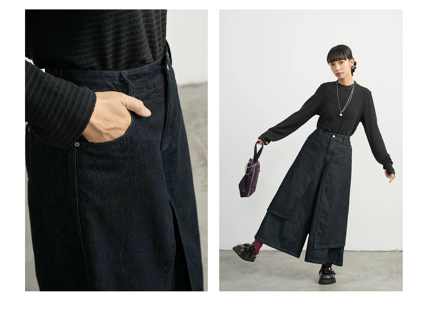 Split-Level Skirt Pants