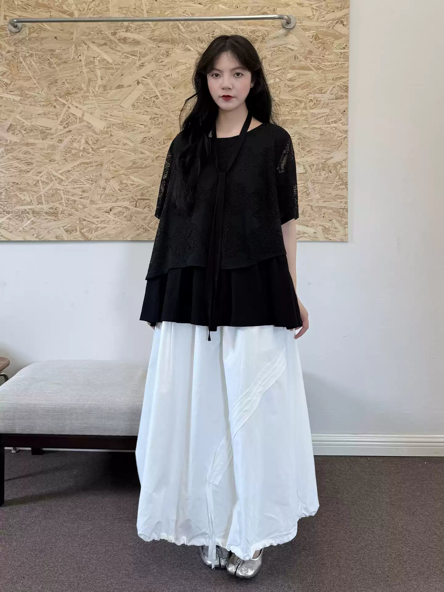Adjustable Bubble Hem Maxi Skirt