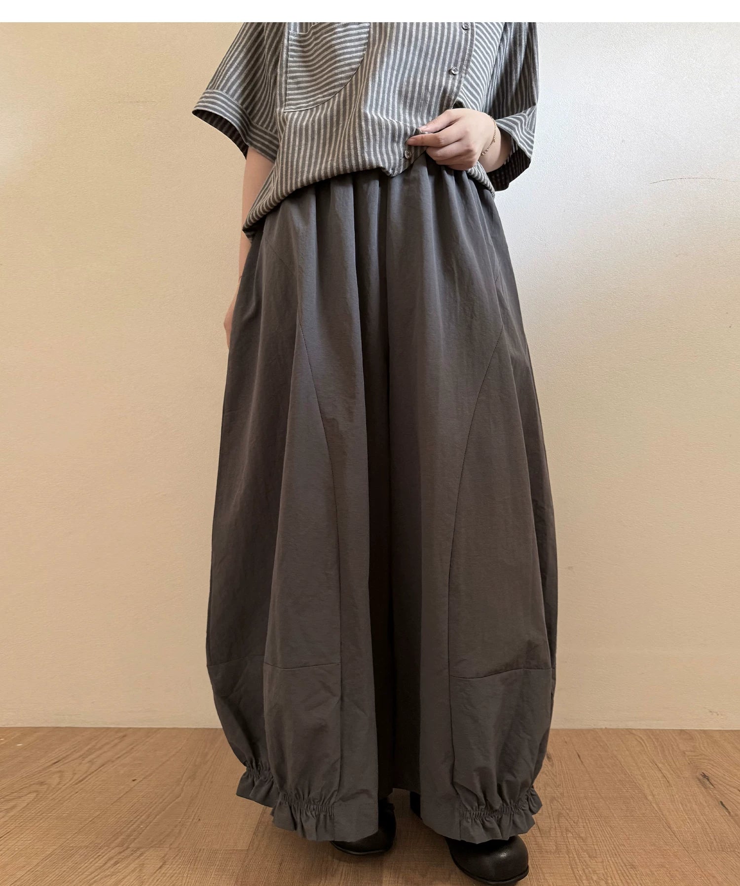 Gathered Balloon Wide-Leg Trousers