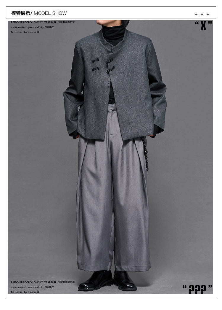 Pleated Trousers with Adjustable Waist