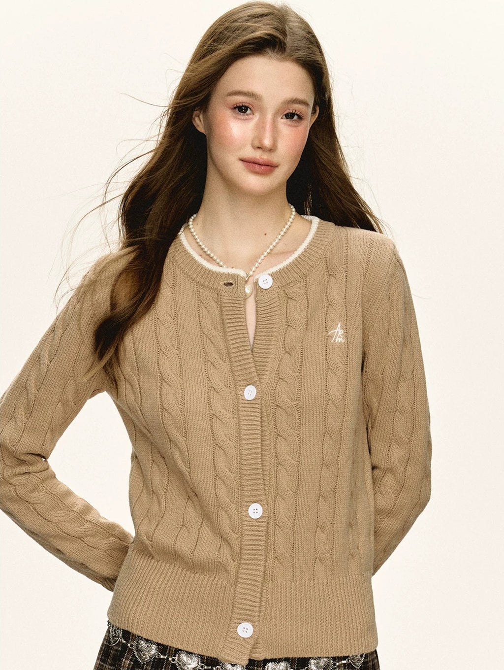 Varsity Tipped Cable Cardigan