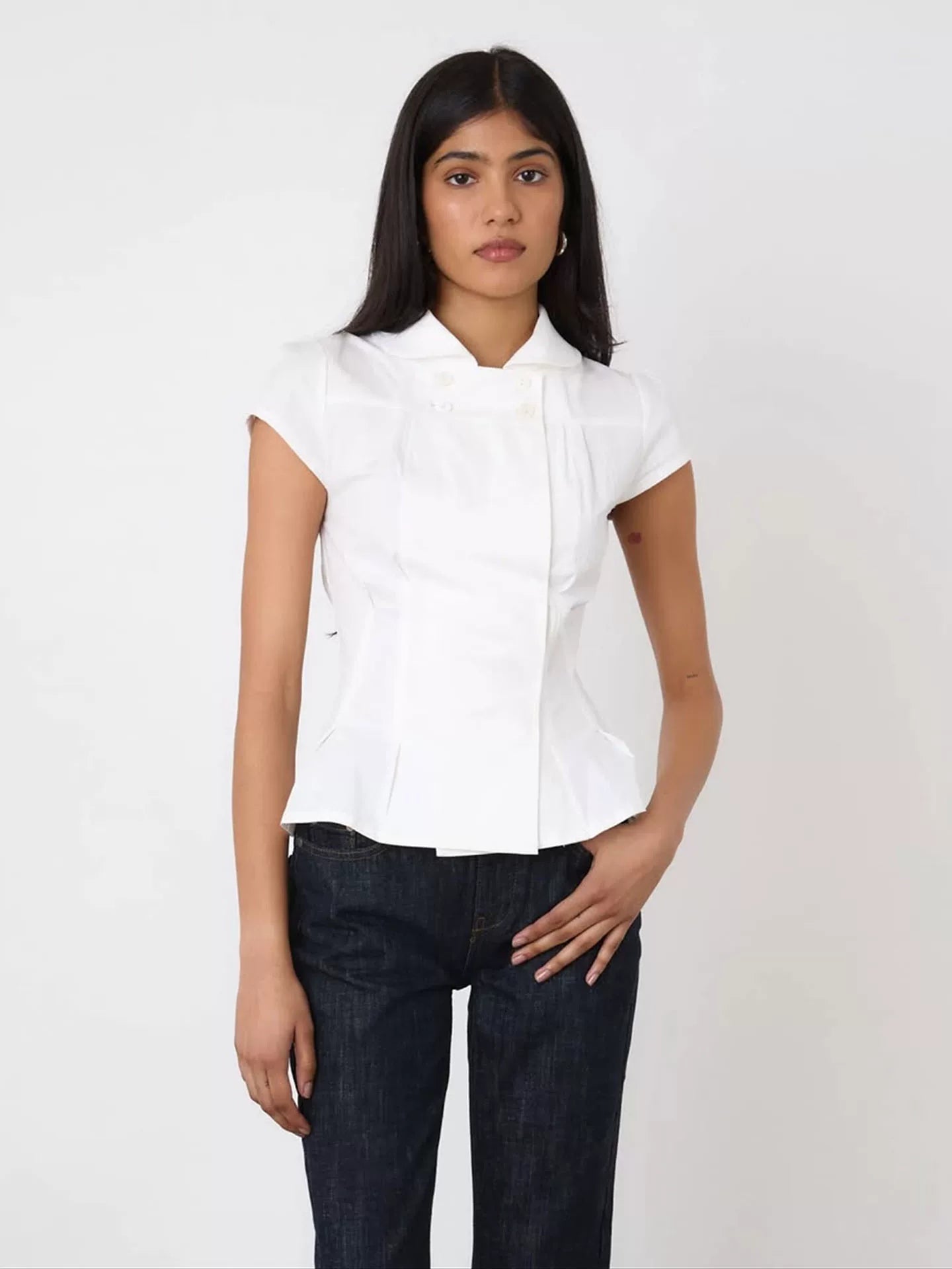 Missy Tailored Cap Sleeve Blouse