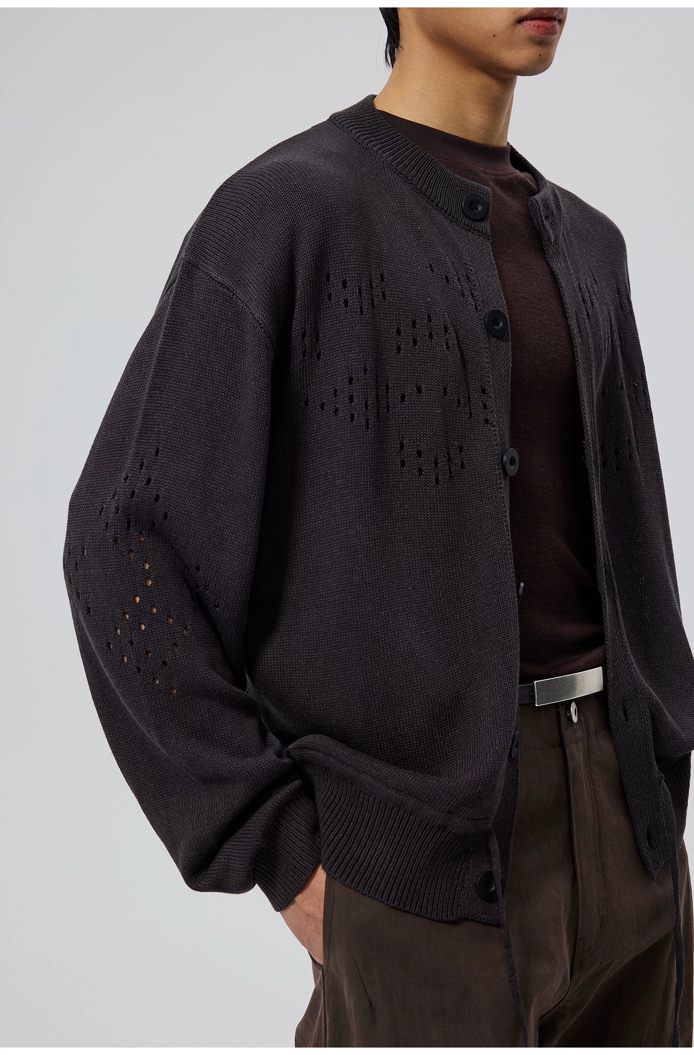 Perforated Knit Cardigan