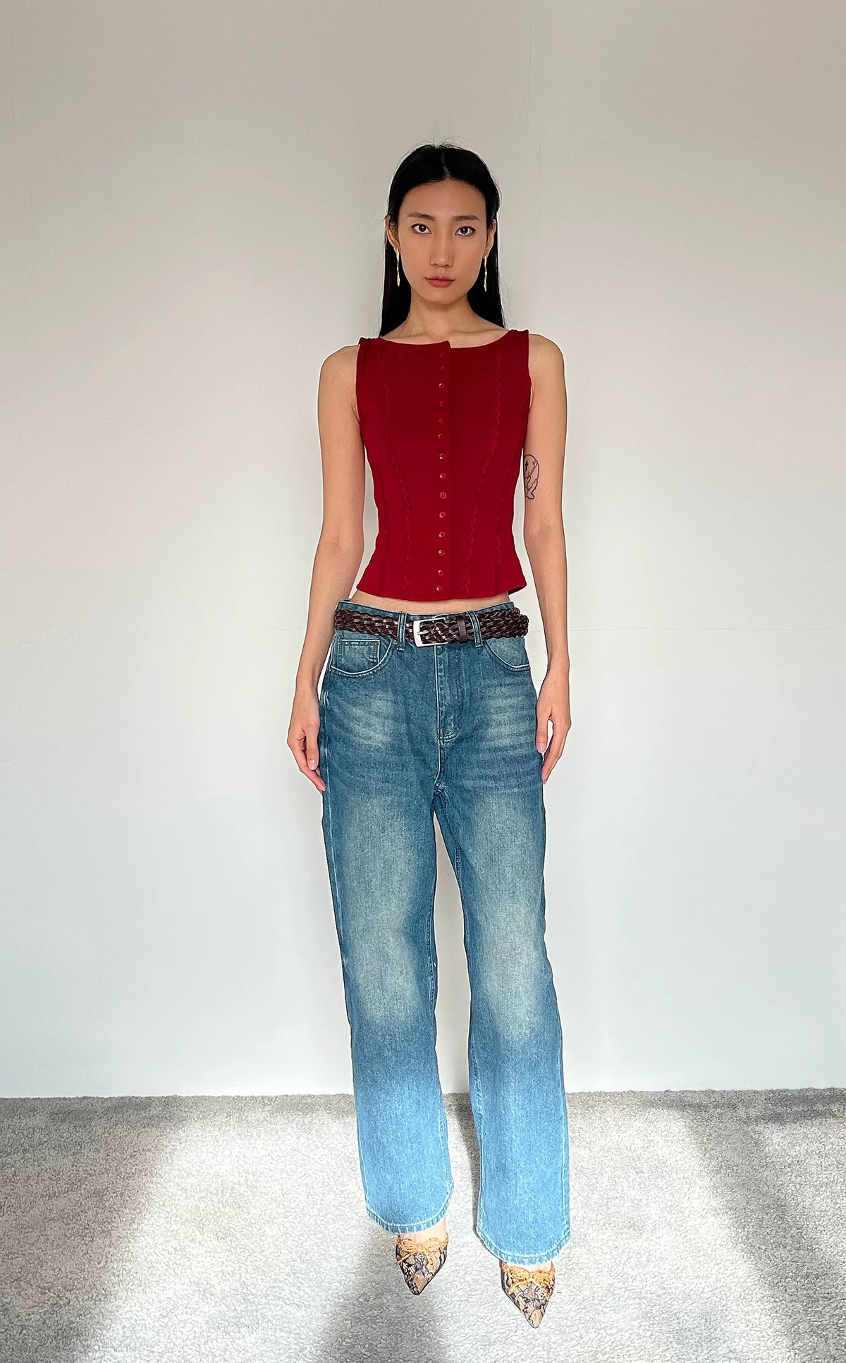 Contour Button Cotton Tank