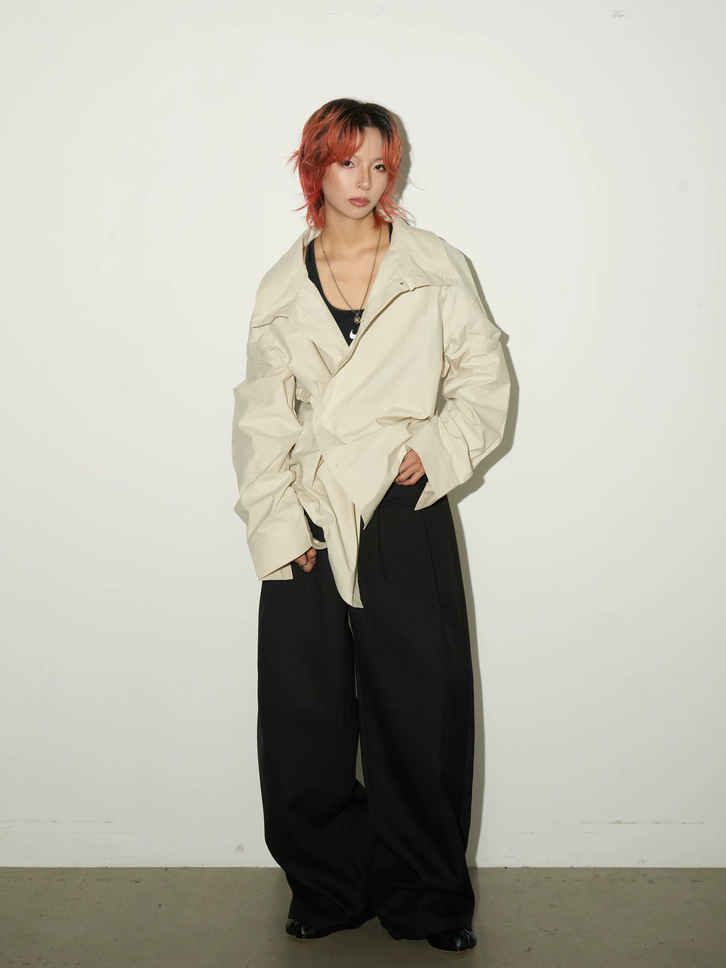 Stand Collar Oversized Shirt