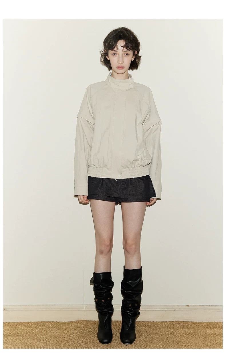 Detachable Sleeve Cropped Jacket