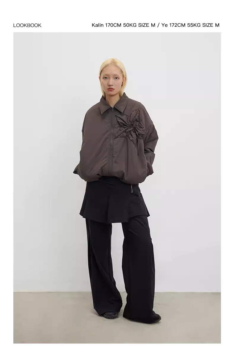 Floral Sunburst Ruched Padded Jacket