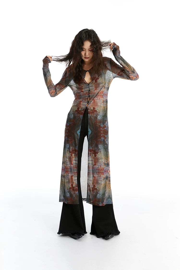 Veil Fresco Sheer Cardigan Dress