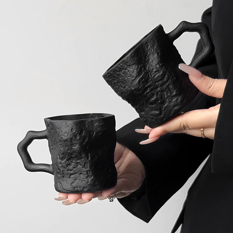 Obsidian Black Irregular Mug