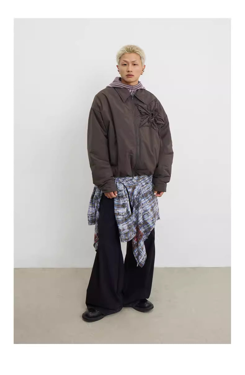 Floral Sunburst Ruched Padded Jacket