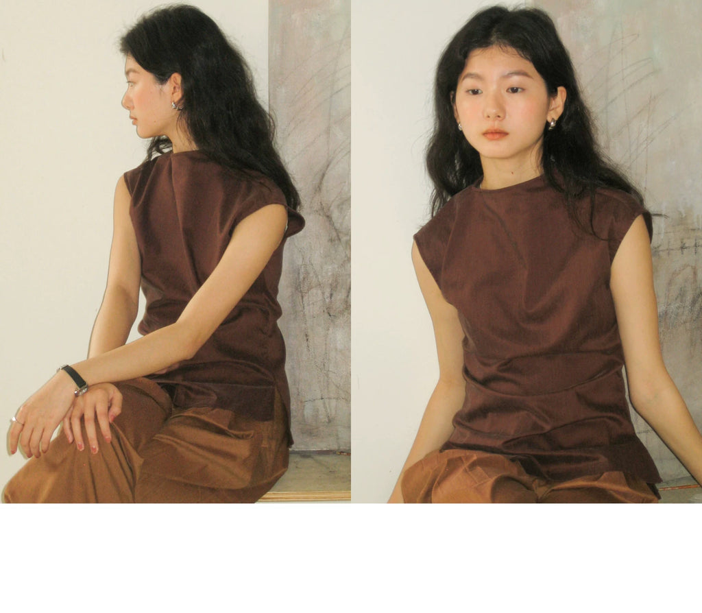 Lyocell Linen Sleeveless Top in Terracotta or Navy