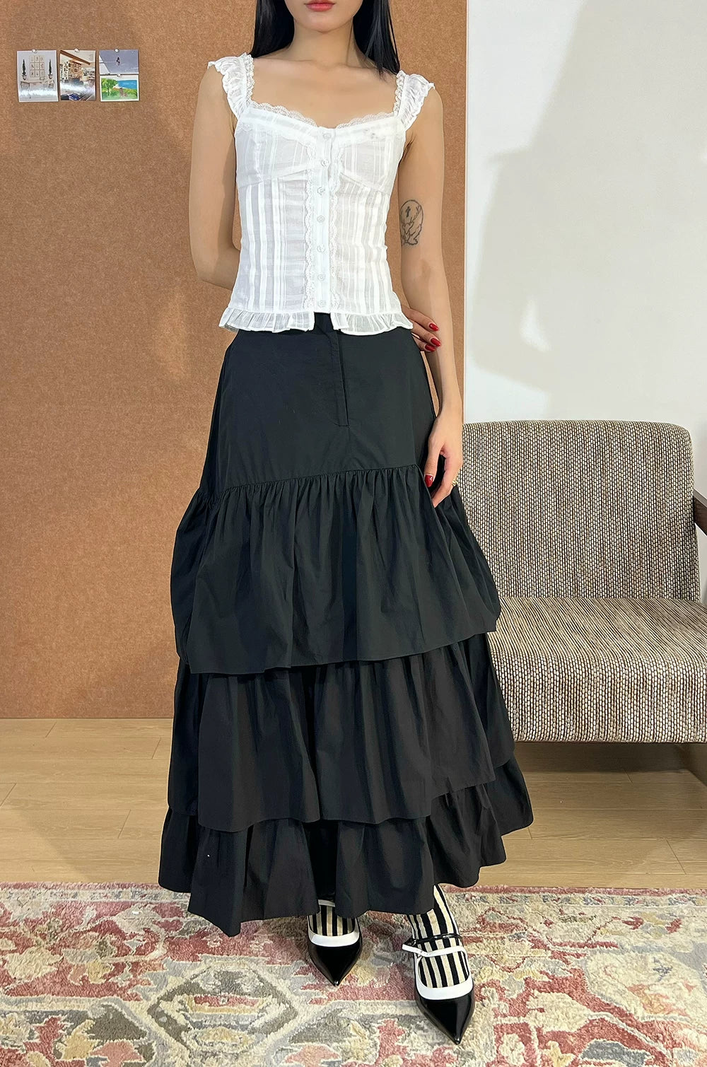 Sheer Check Lace Camisole