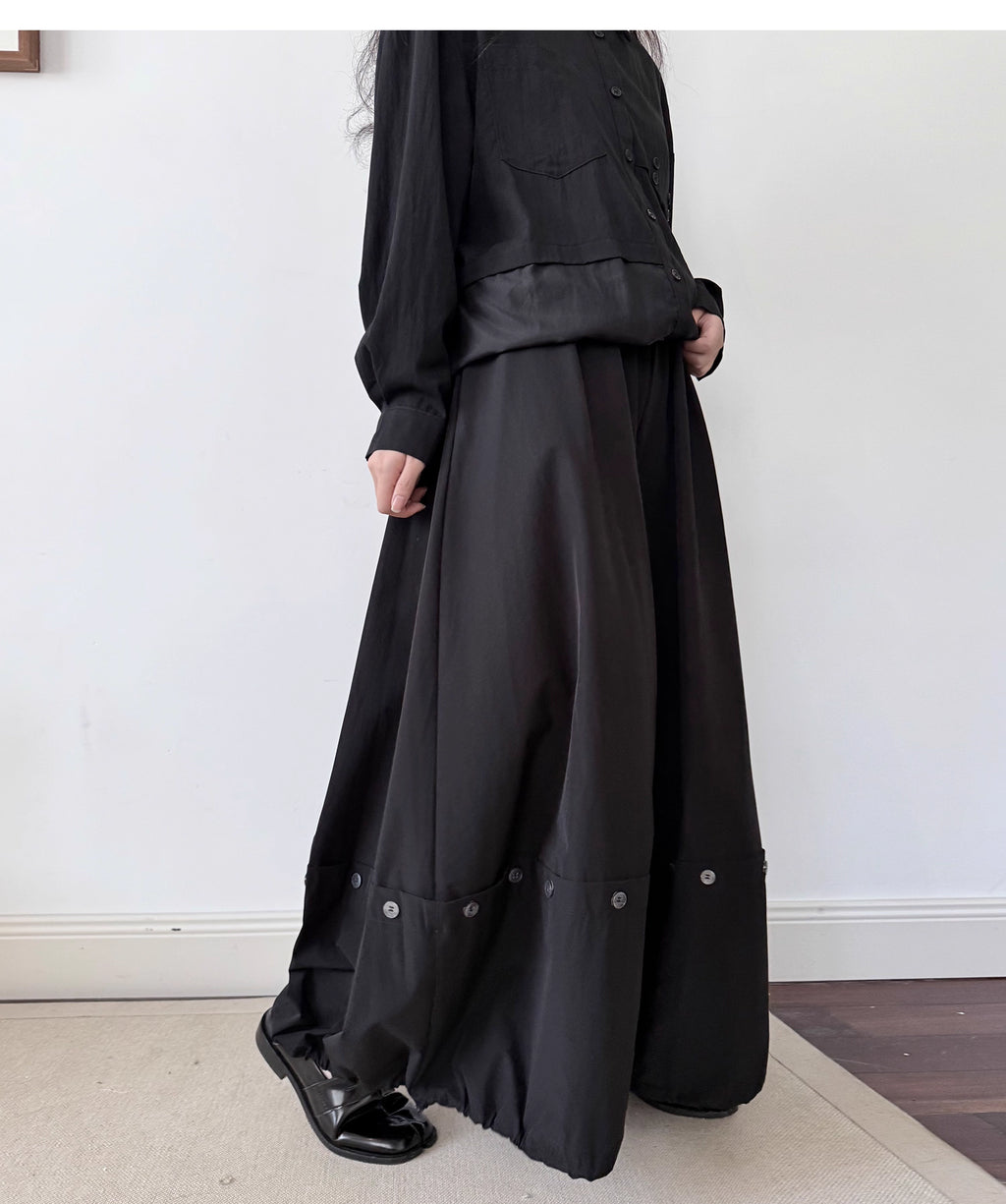 Button Detail Skirt Pants