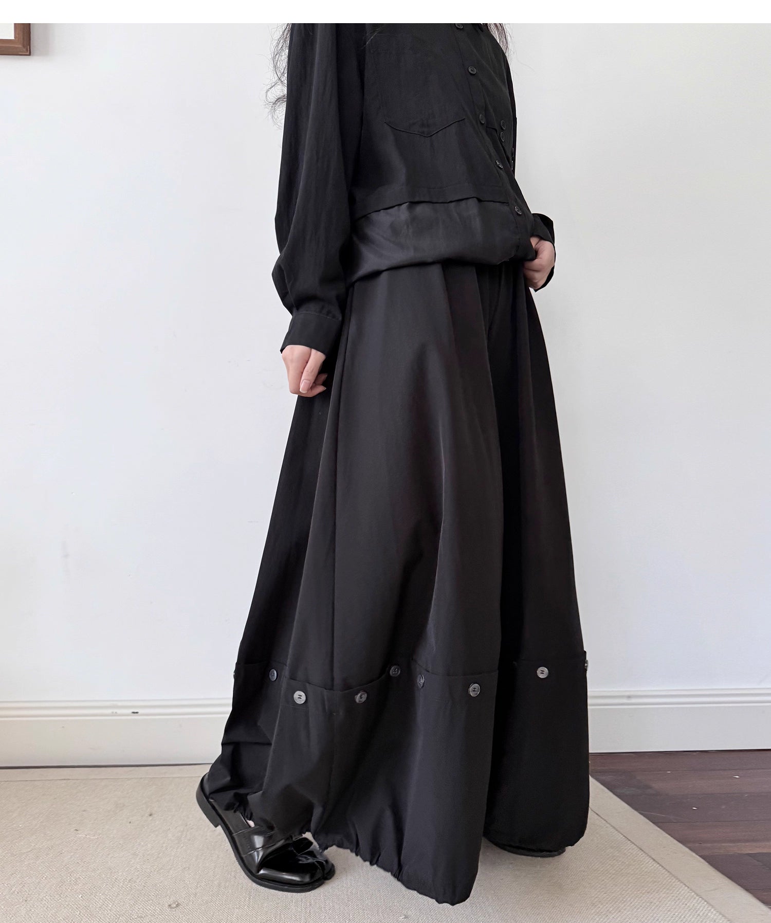 Button Detail Skirt Pants