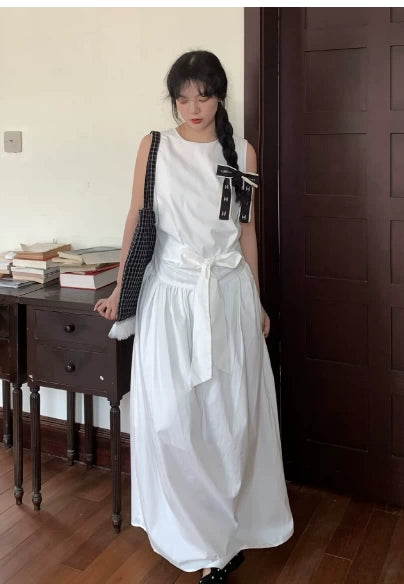 Studio Wrap Cotton Dress in Navy or White