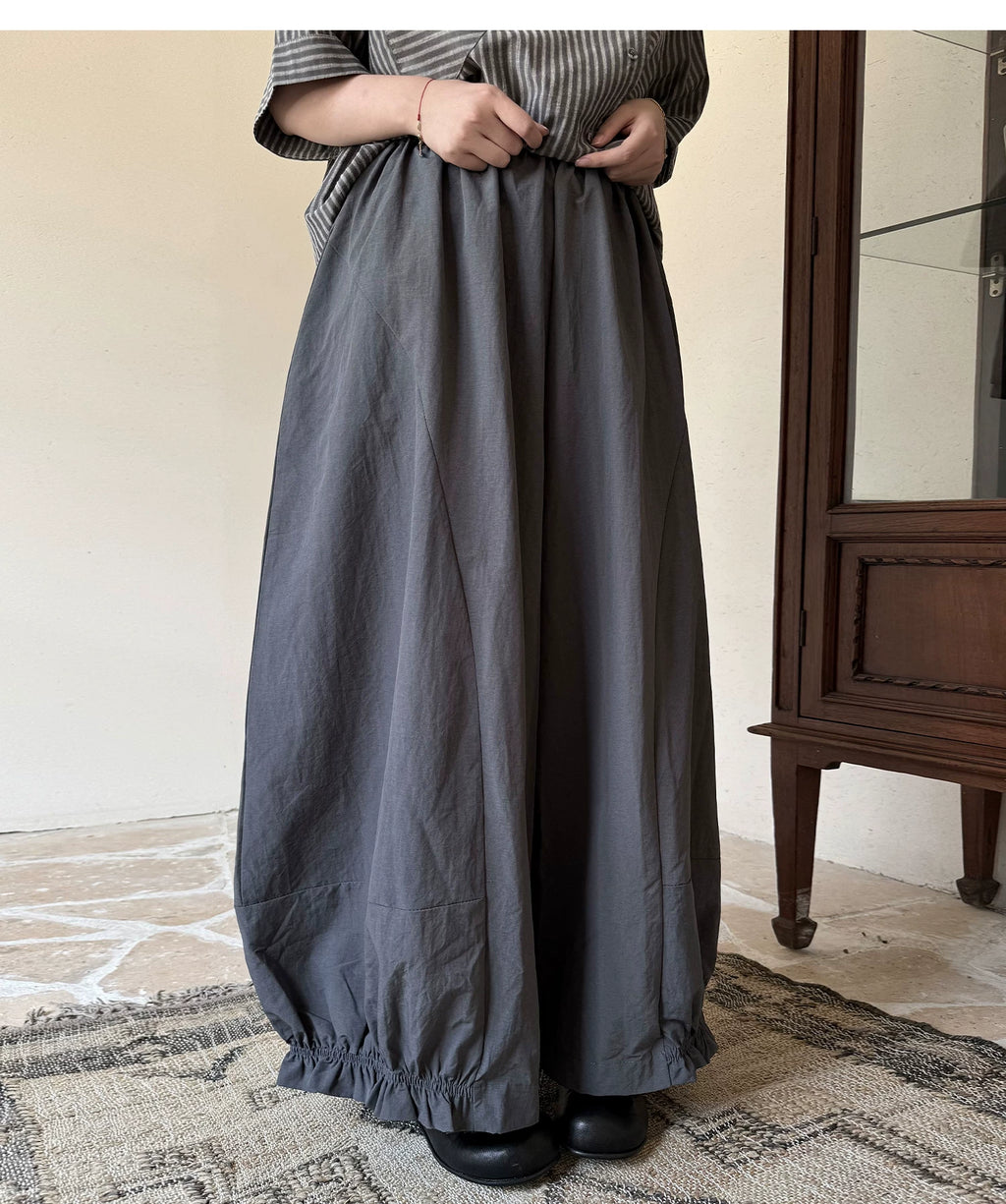 Gathered Balloon Wide-Leg Trousers