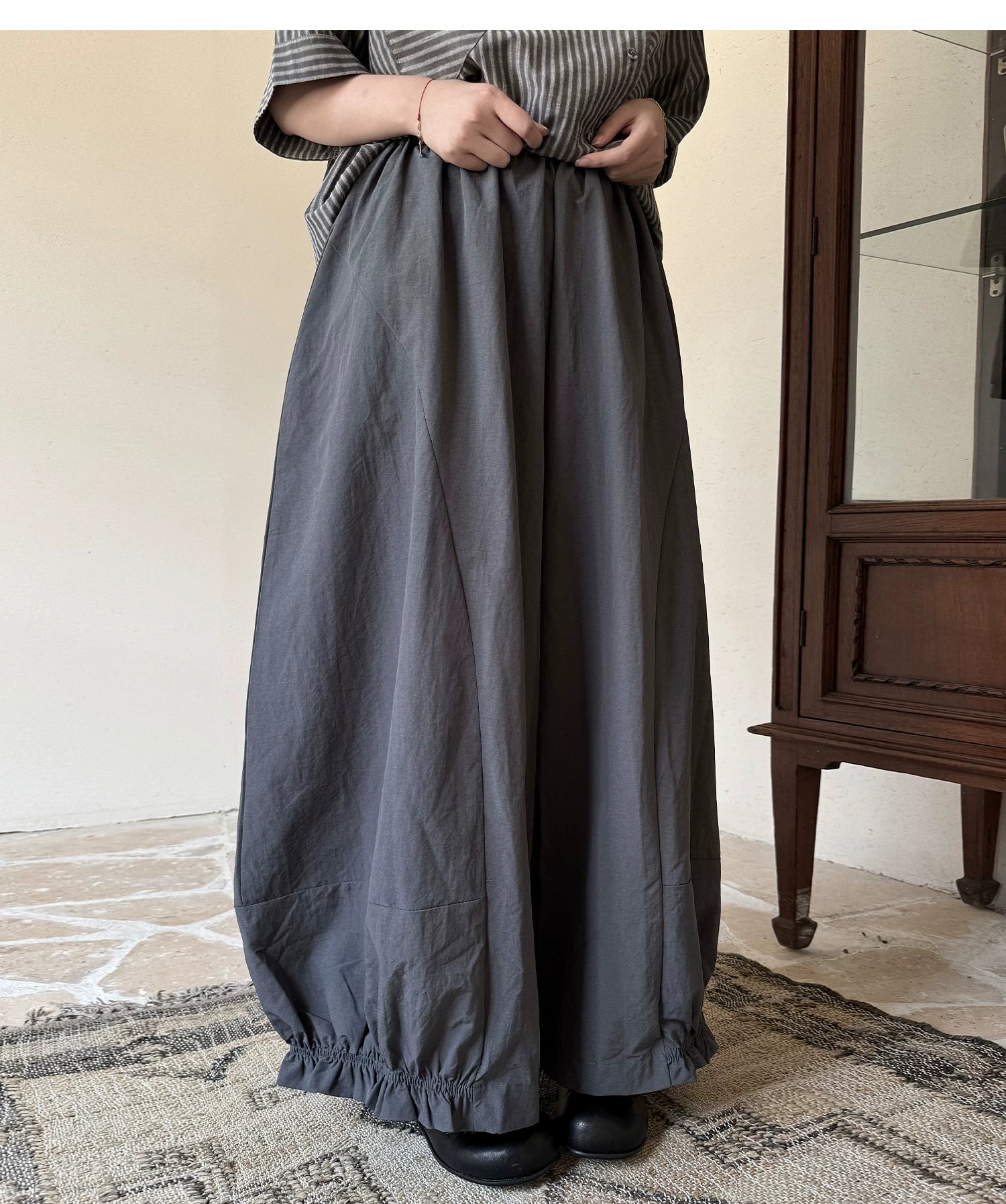 Gathered Balloon Wide-Leg Trousers