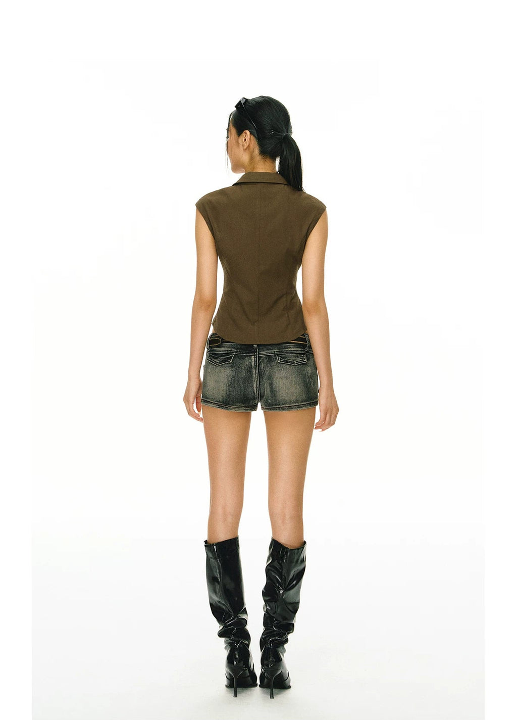 Tailored Sleeveless Tie Blouse
