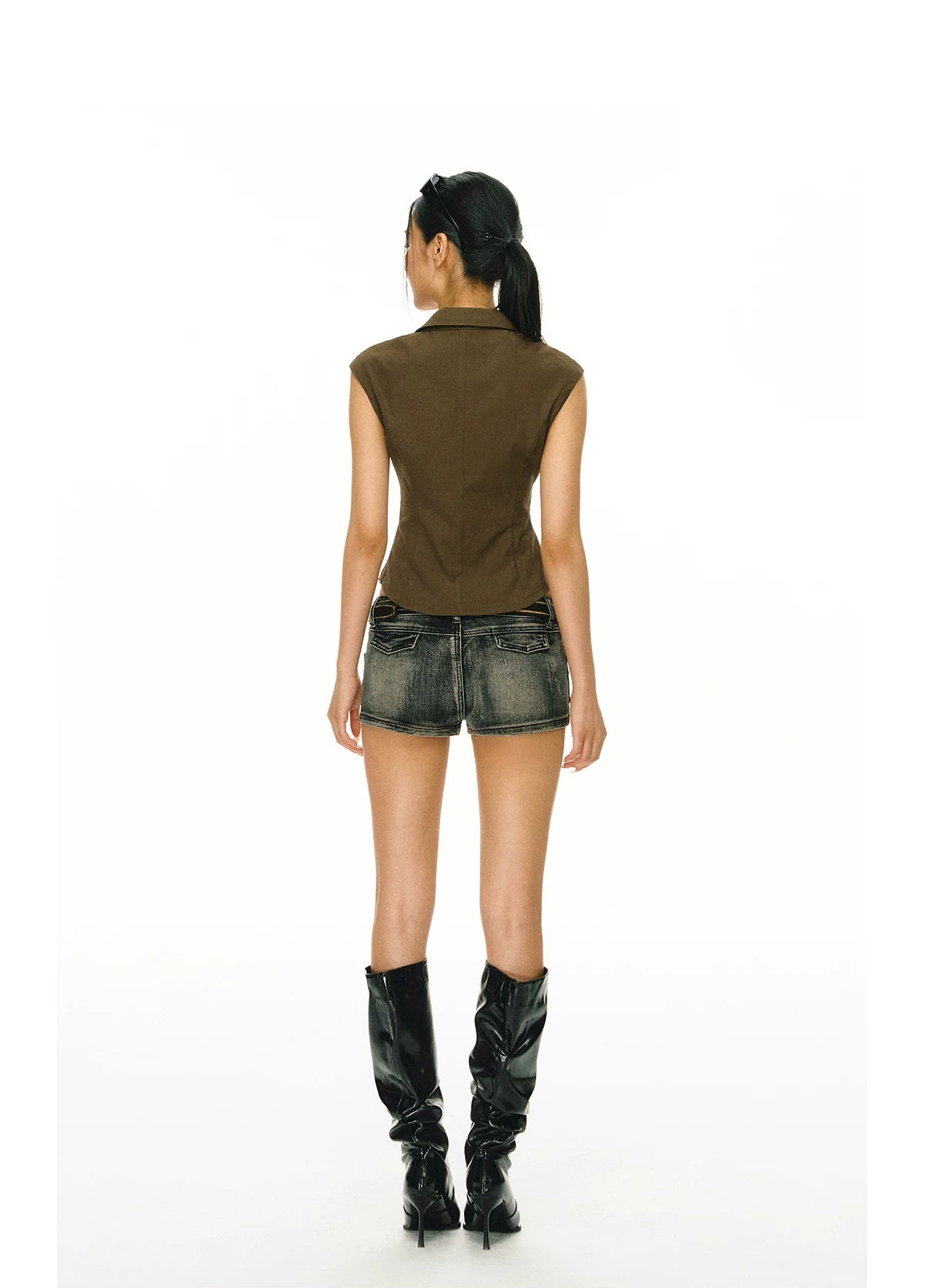 Tailored Sleeveless Tie Blouse