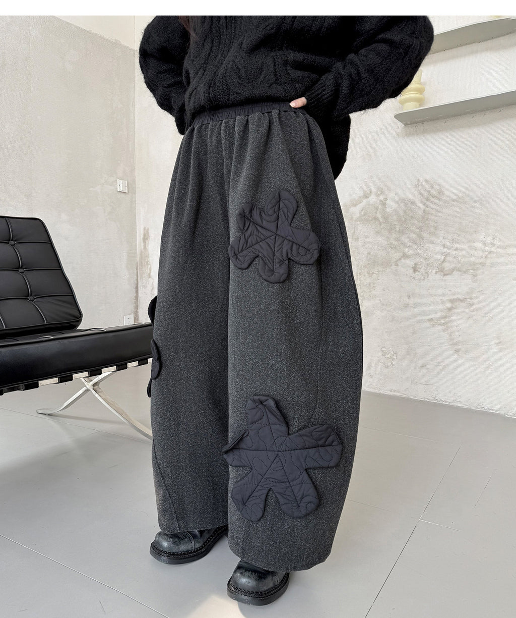 Quilted Flower Patch Balloon Leg Trousers