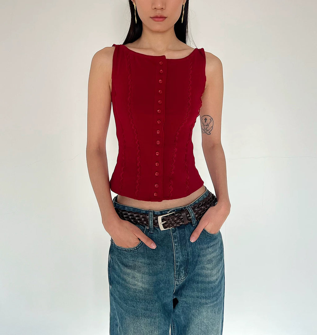 Contour Button Cotton Tank