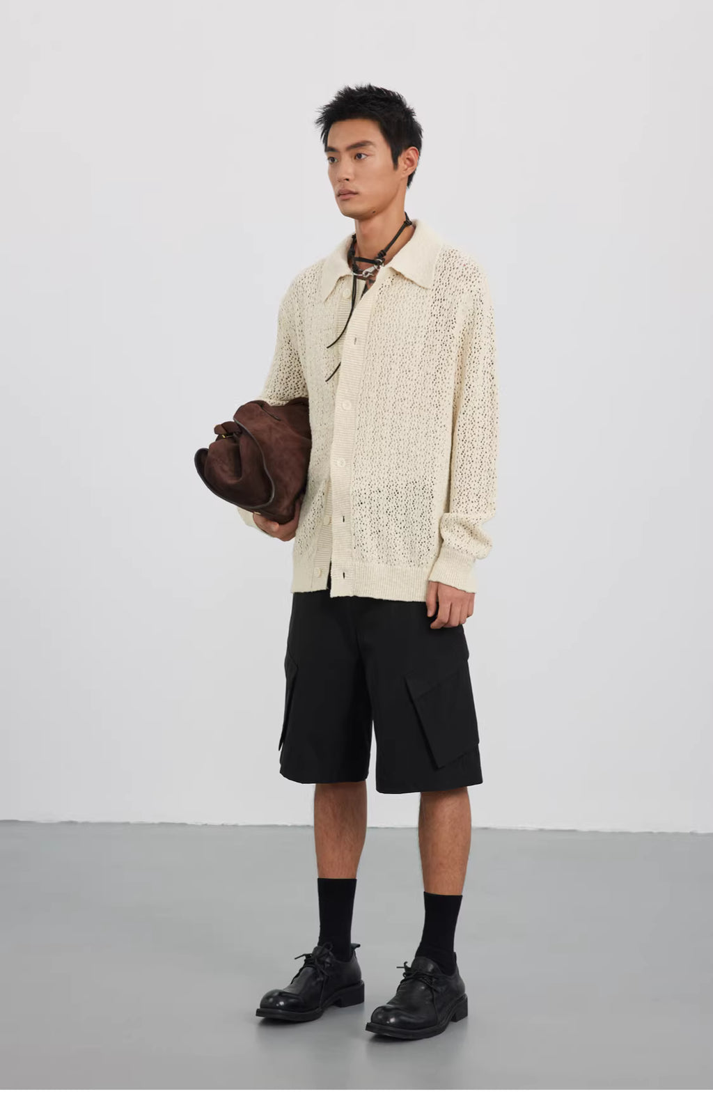 Raschel Matrix Knit Transitional Cardigan