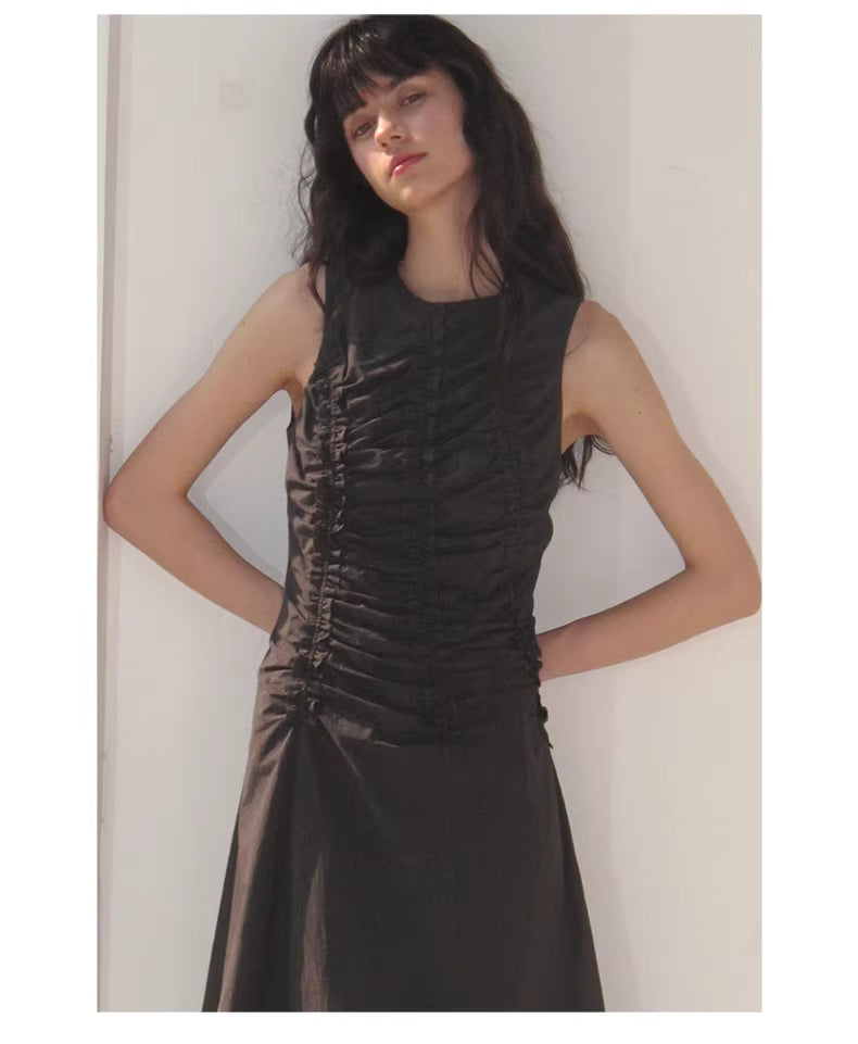 Arbour Ruched Column Dress in White or Black Ink