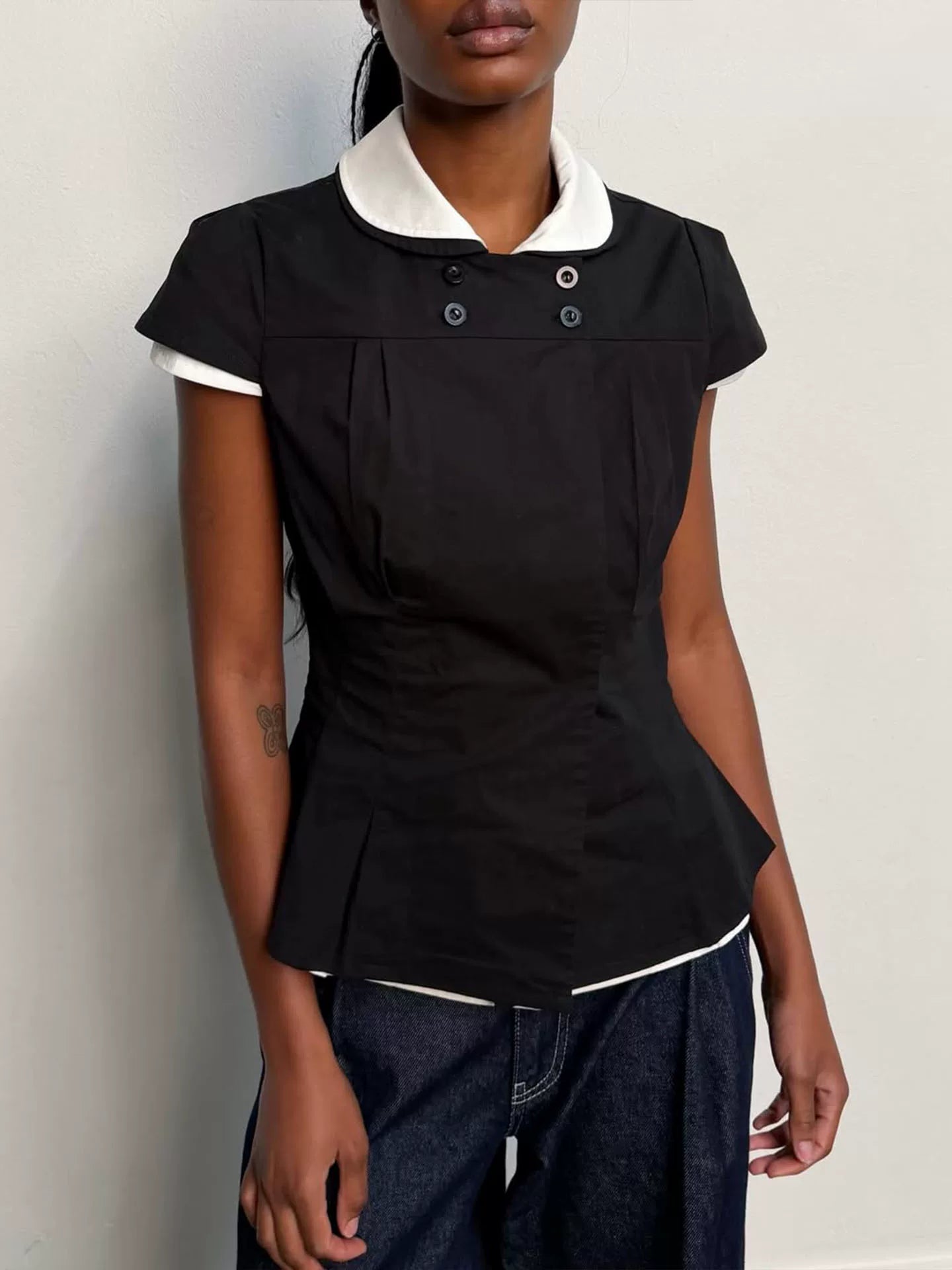 Missy Tailored Cap Sleeve Blouse