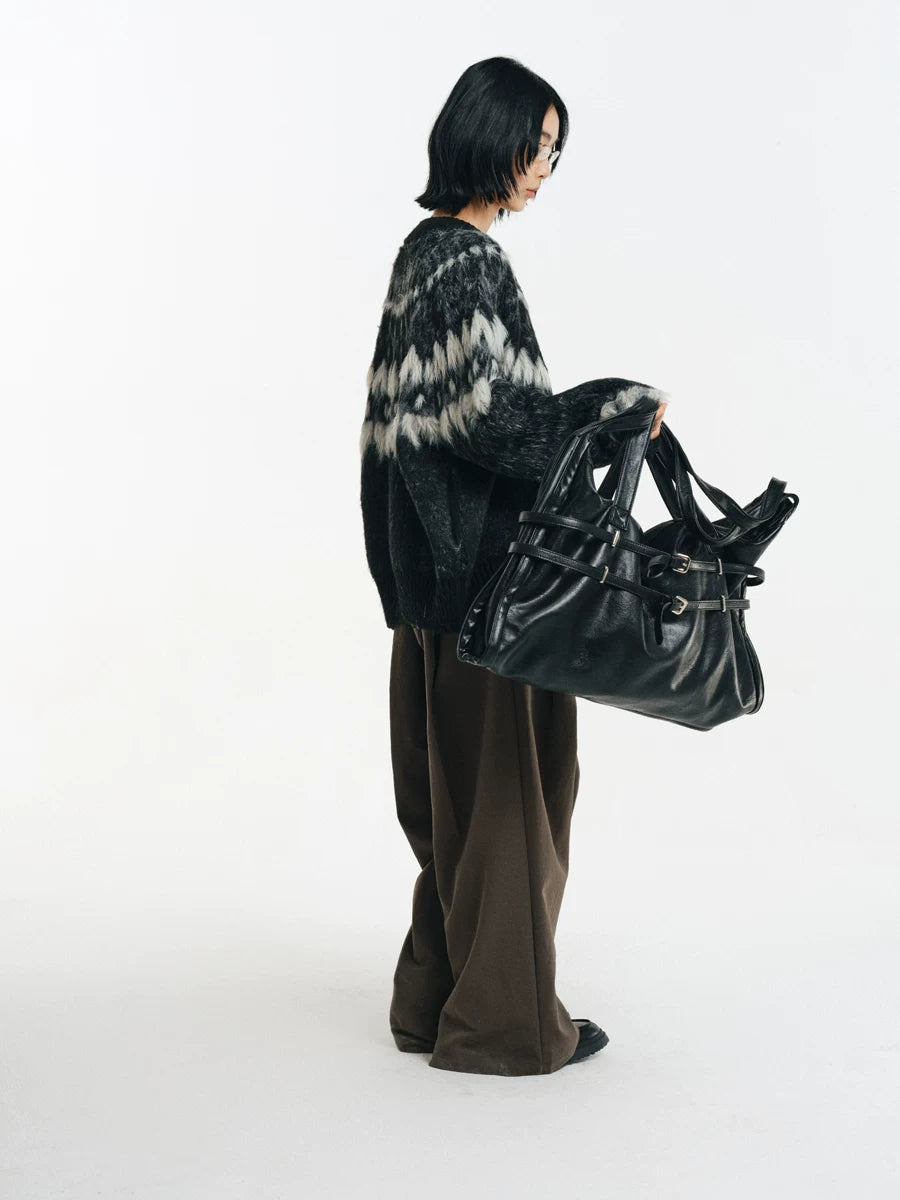 Strapped Buckle Soft-Structure Shoulder Bag
