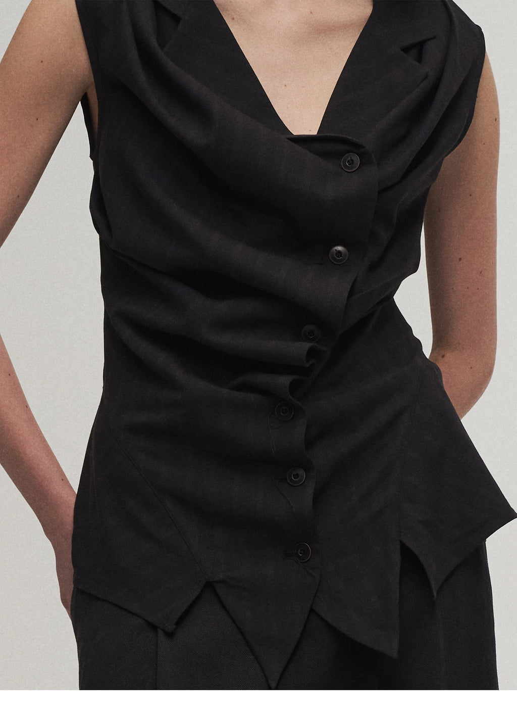 Draped Asymmetric Tailored Vest