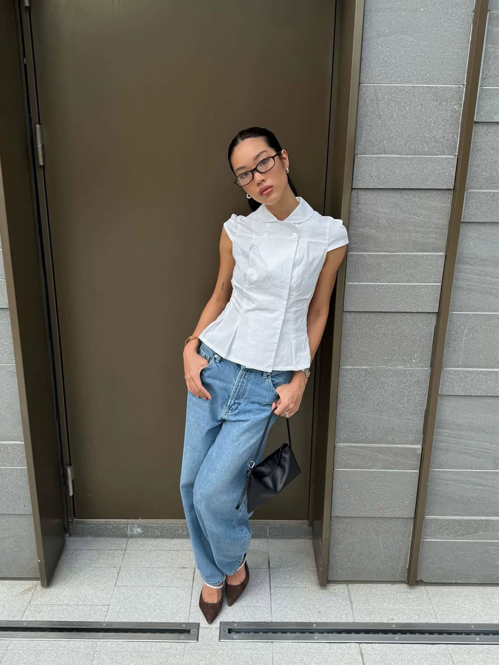 Missy Tailored Cap Sleeve Blouse