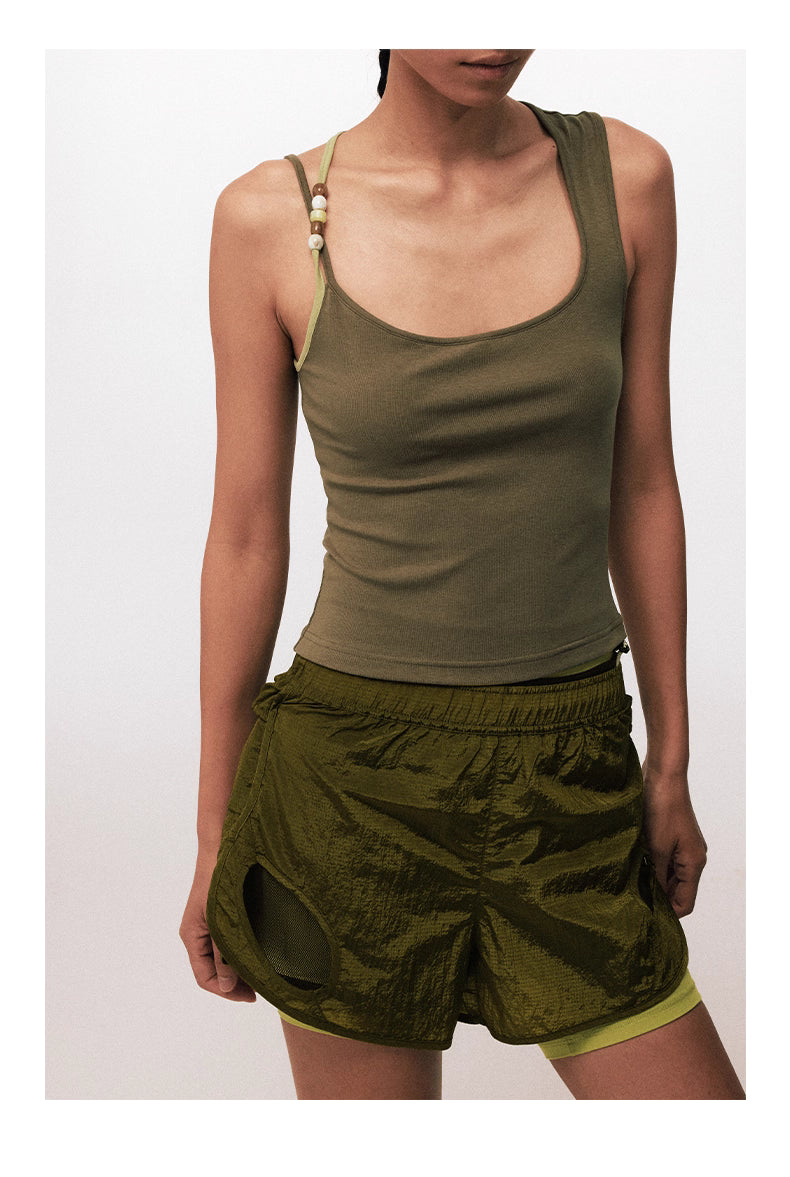 Asymmetric Halter Bead Top