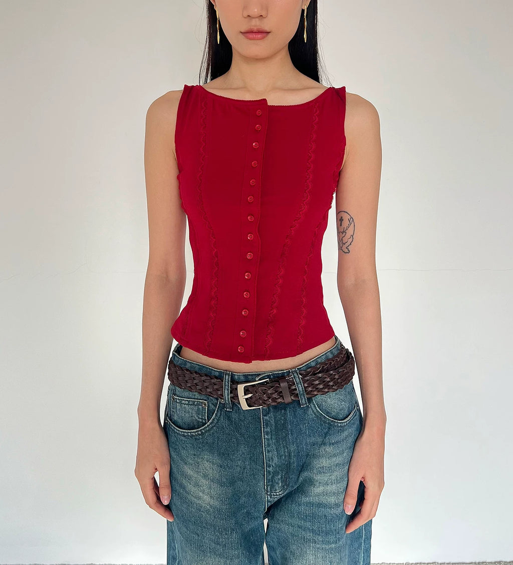 Contour Button Cotton Tank