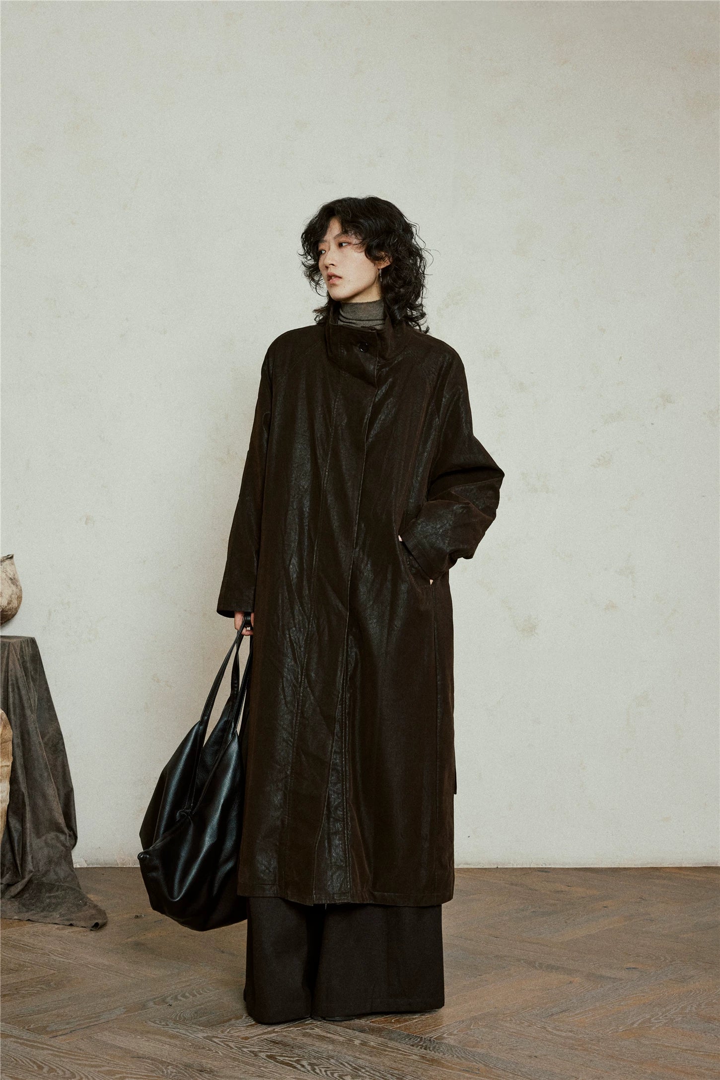 Nomad Matte Leather Trench Coat