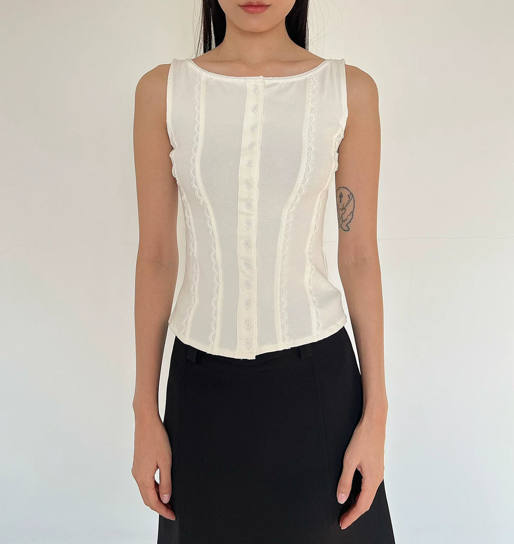 Contour Button Cotton Tank