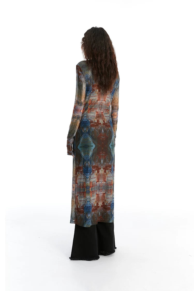 Veil Fresco Sheer Cardigan Dress