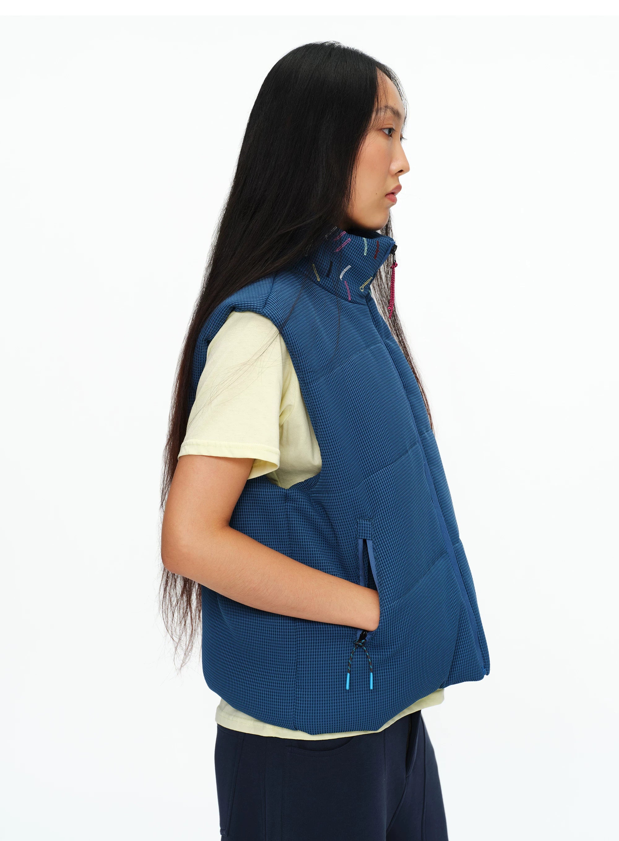 Scatter Stitch Waffle Vest in Prussian Blue