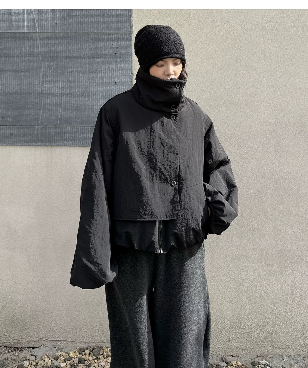 Vector Overlap Funnel-Neck Blouson