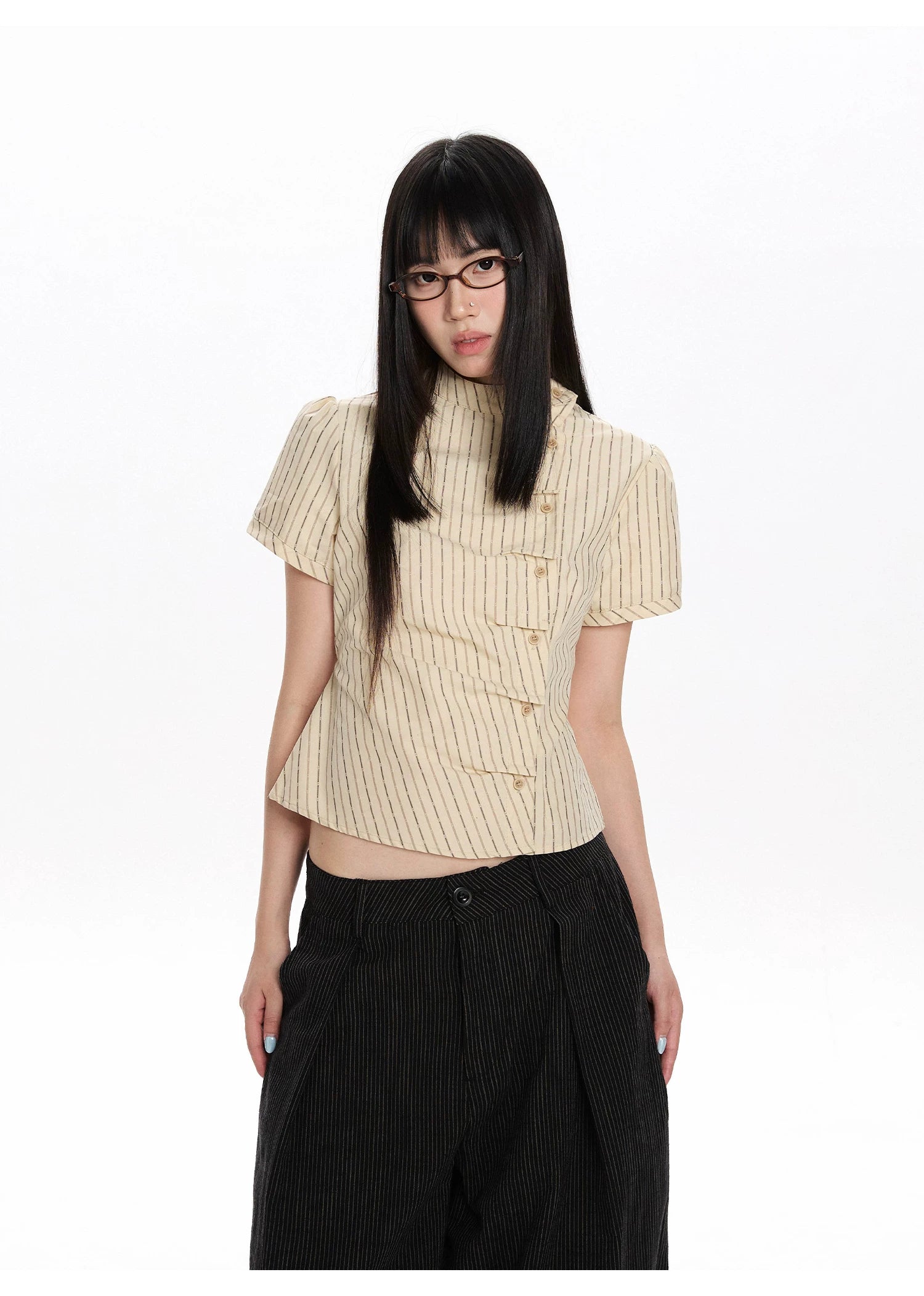 Pinstripe Tie-Back Shirt